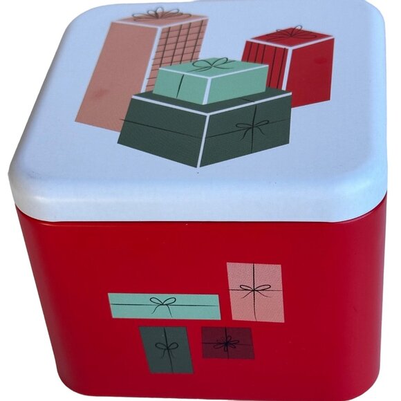 2017 Christmas Holiday Fossil Watch Holder ONLY Metal Tin Box Cases 2.75" Tall - Picture 4 of 16